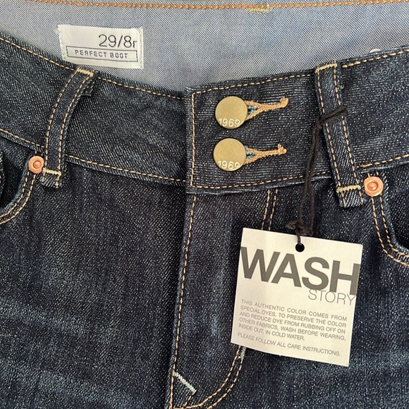 Gap 1969 perfect boot dark blue jeans 29/8r - Picture 2 of 4